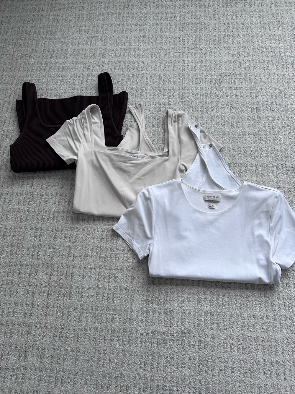 Aritzia Tank & Tee Set in White, Cream, and Dark Brown